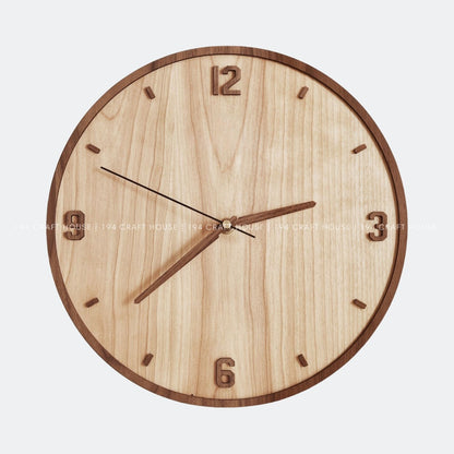 Round Maple Wall Clock Silent - Minimalist Wall Art