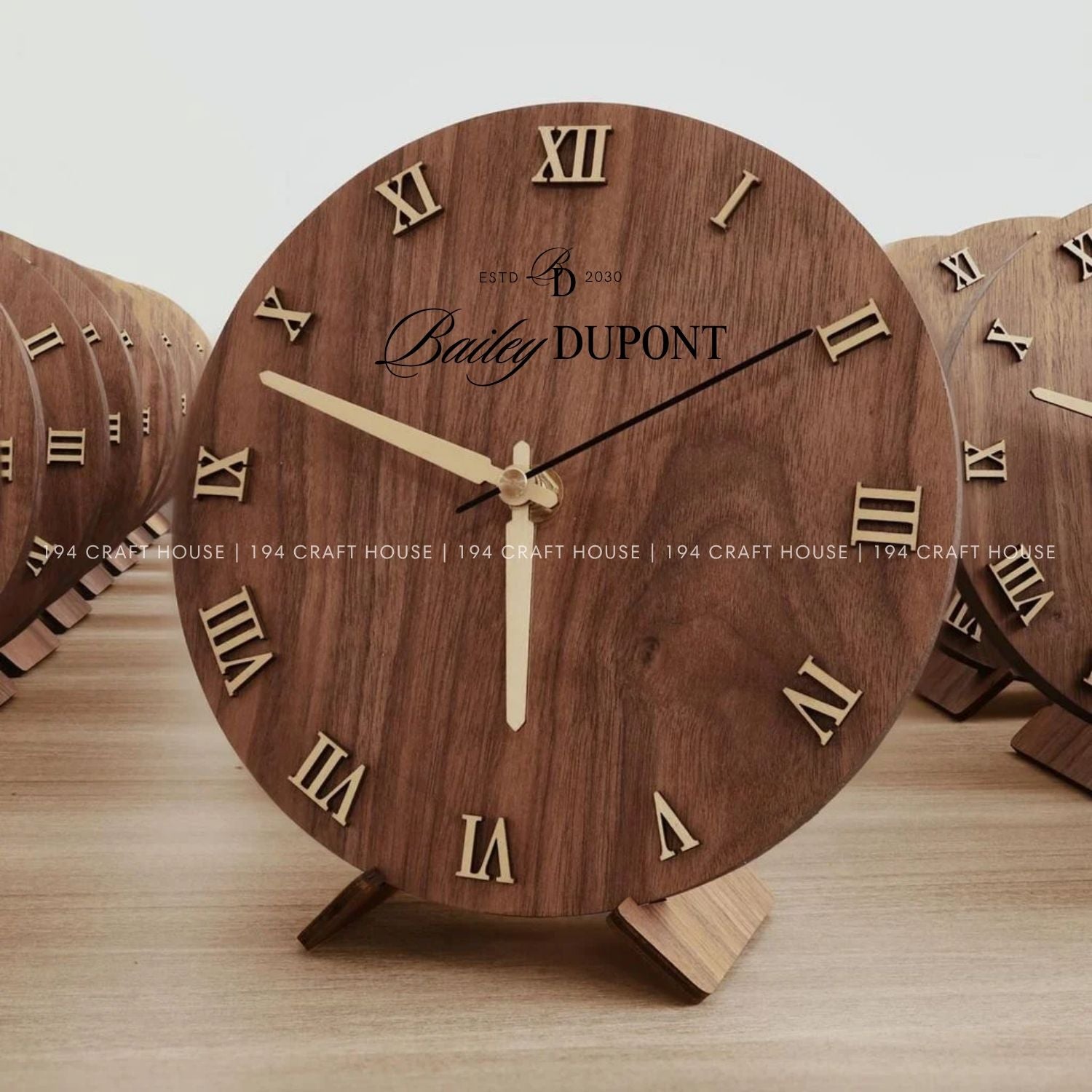 Wooden Desk Clock Personalized