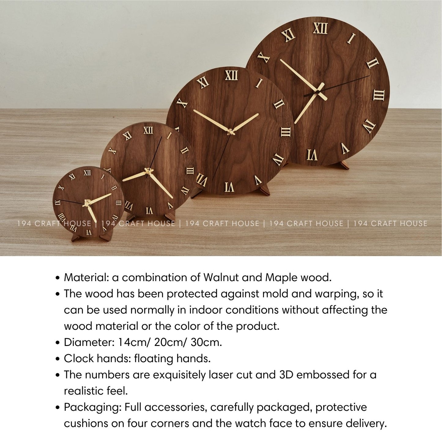 Wooden Desk Clock Personalized