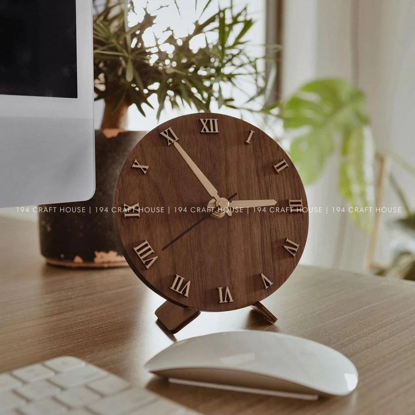 Wooden Desk Clock Personalized