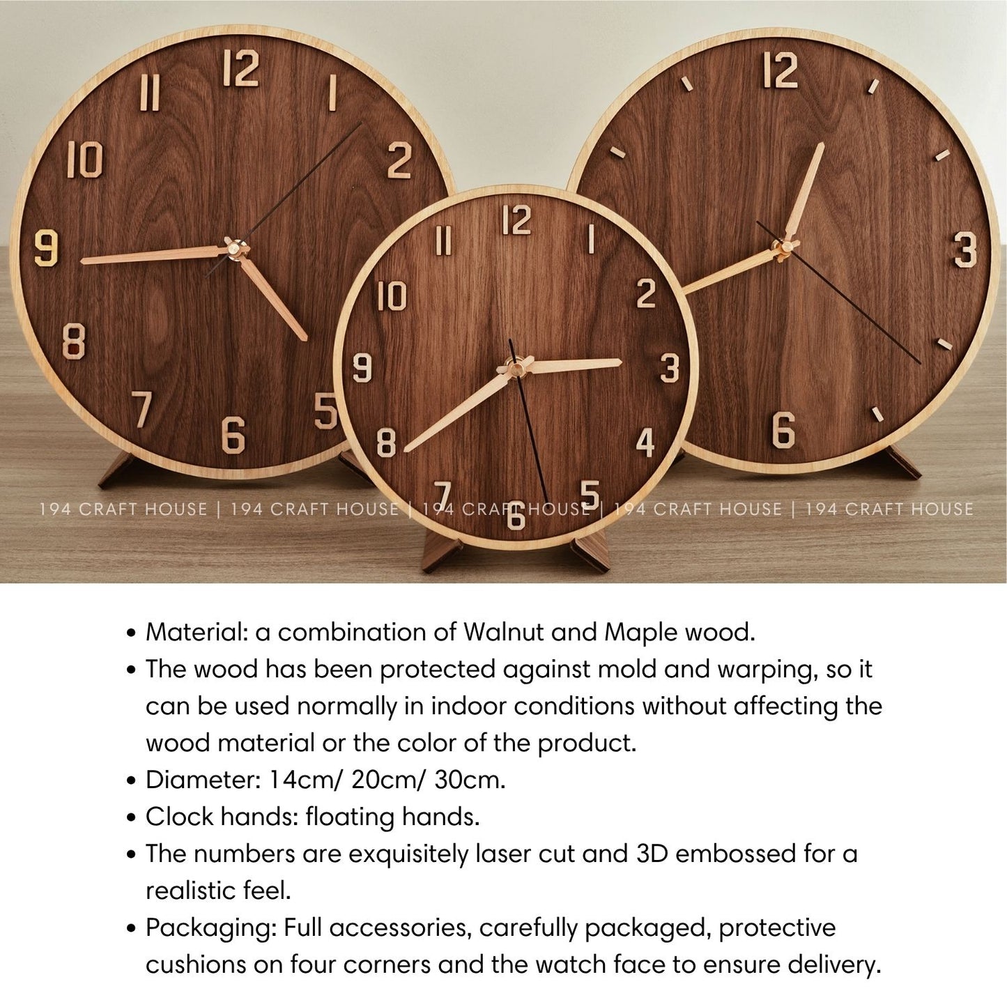 Wooden Desk Clock Personalized