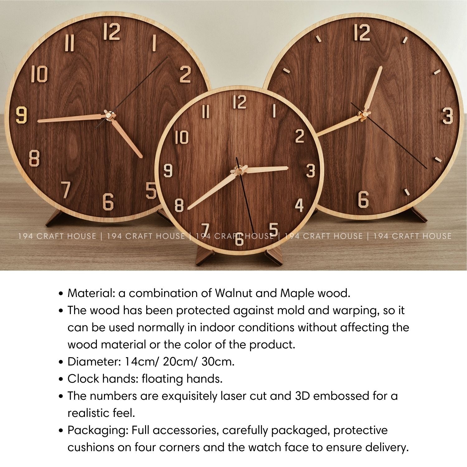 Wooden Desk Clock Personalized