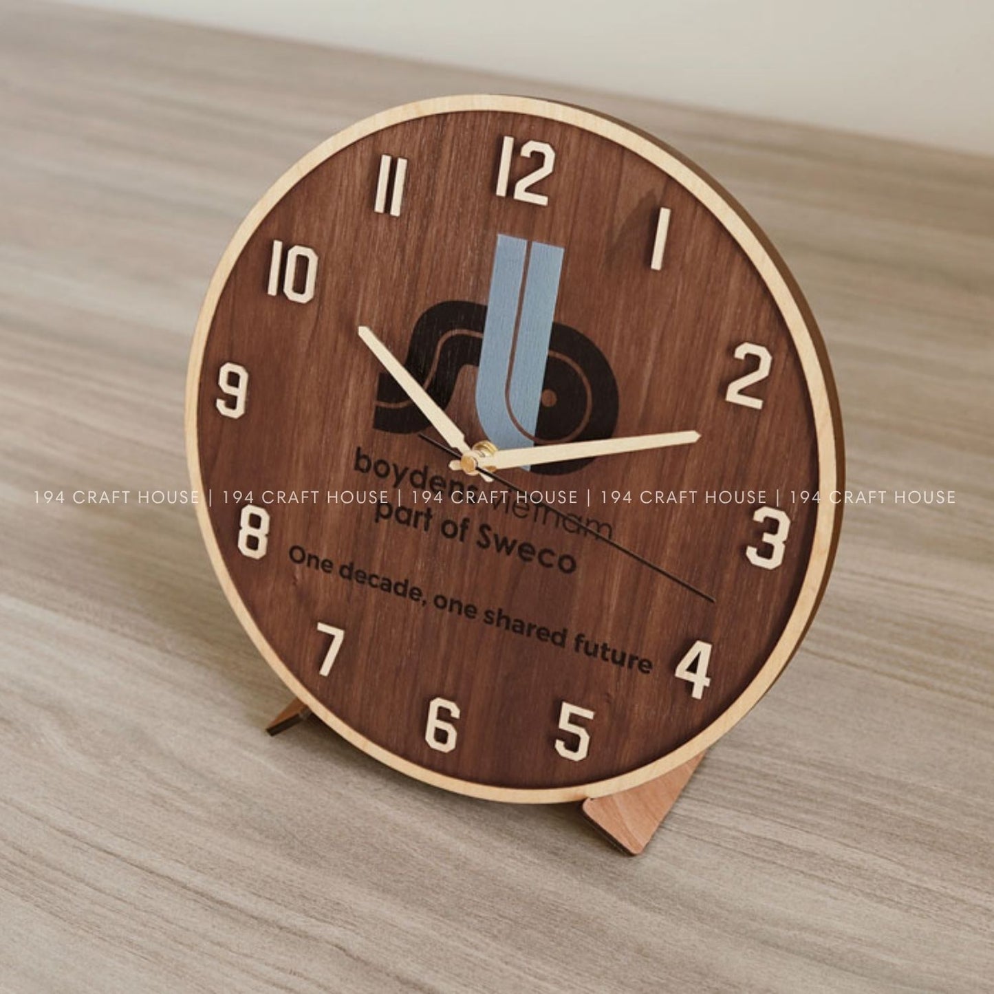 Wooden Desk Clock Personalized