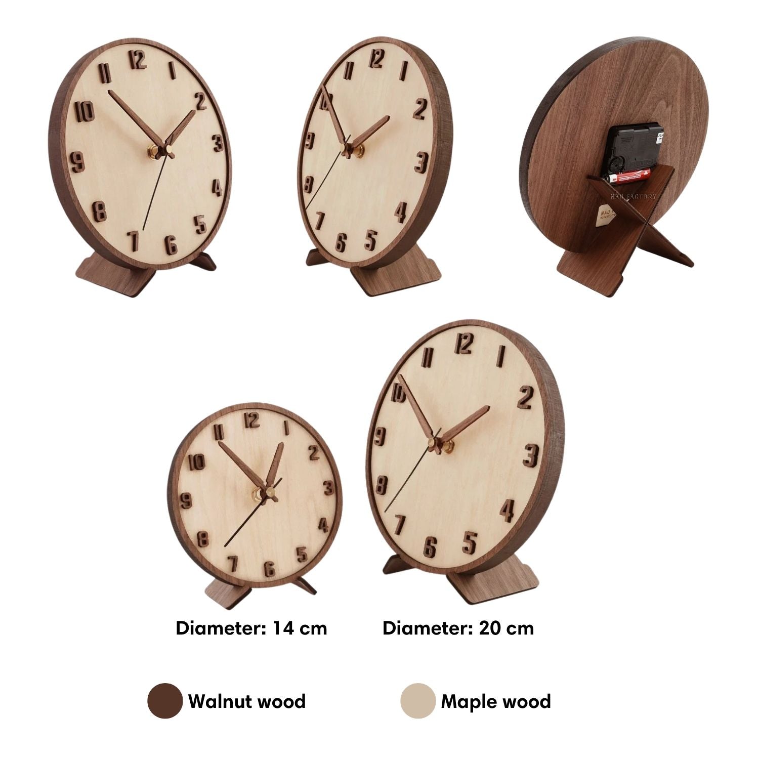 Wooden Desk Clock Personalized