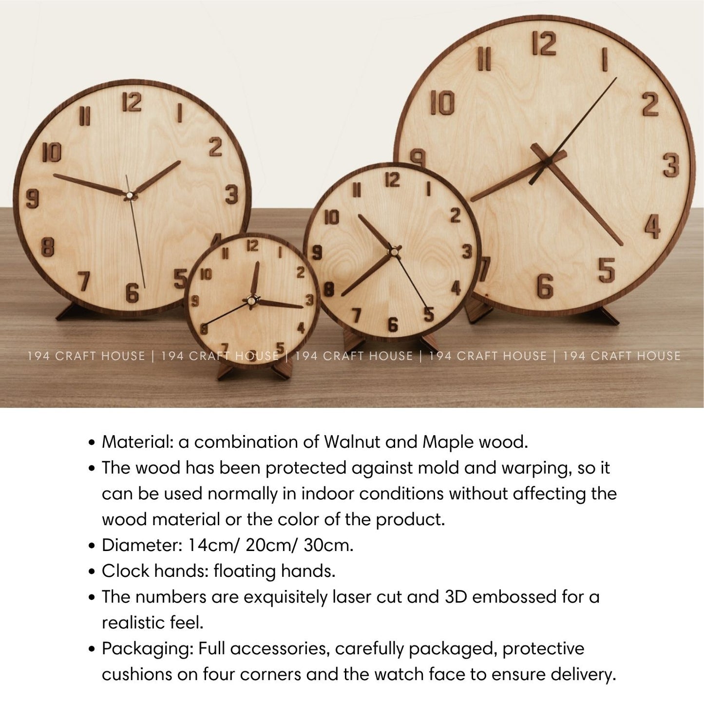 Wooden Desk Clock Personalized