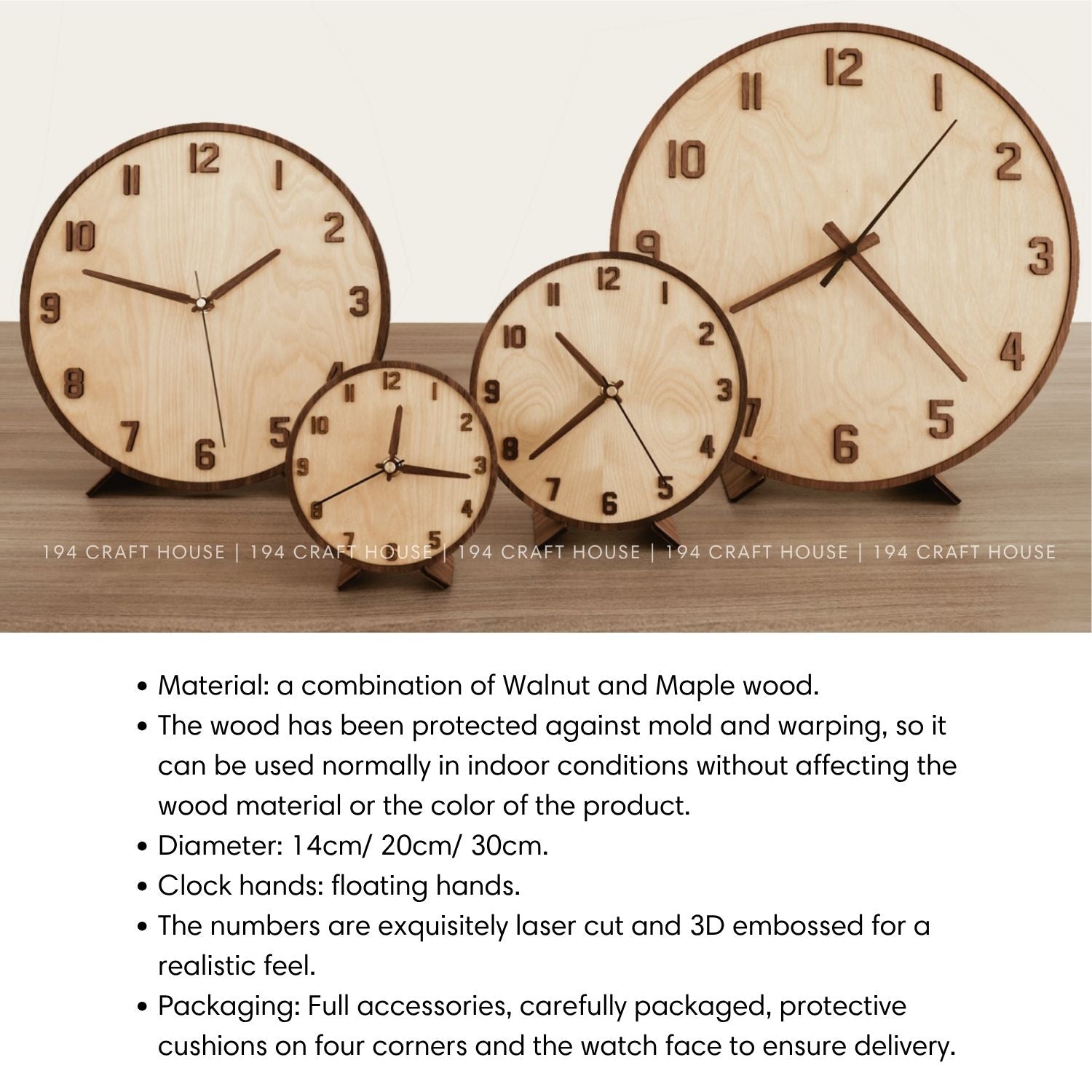 Wooden Desk Clock Personalized