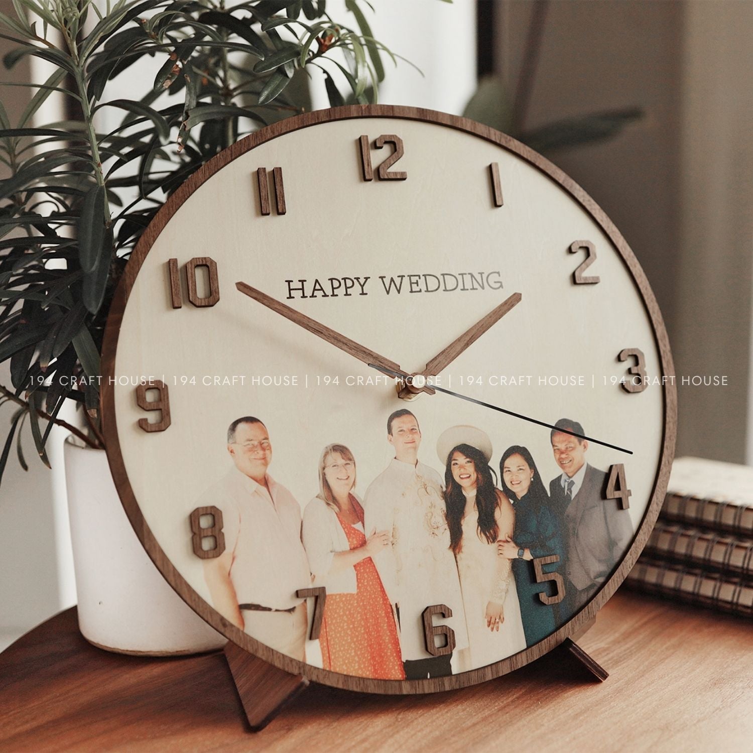 Wooden Desk Clock Personalized Image