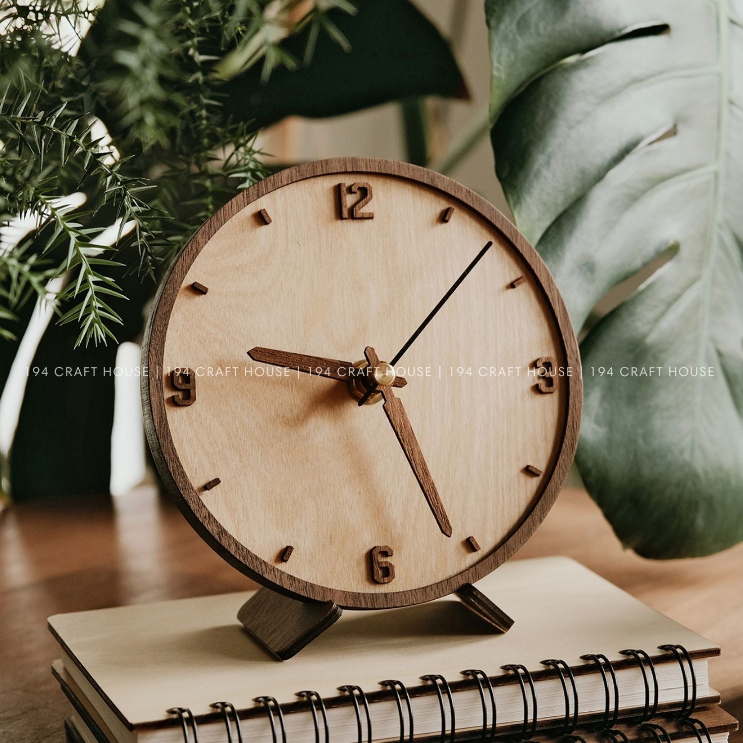 Wooden Desk Clock Personalized