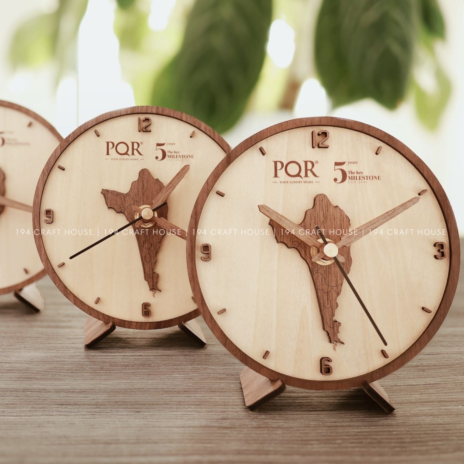 Wooden Desk Clock Personalized