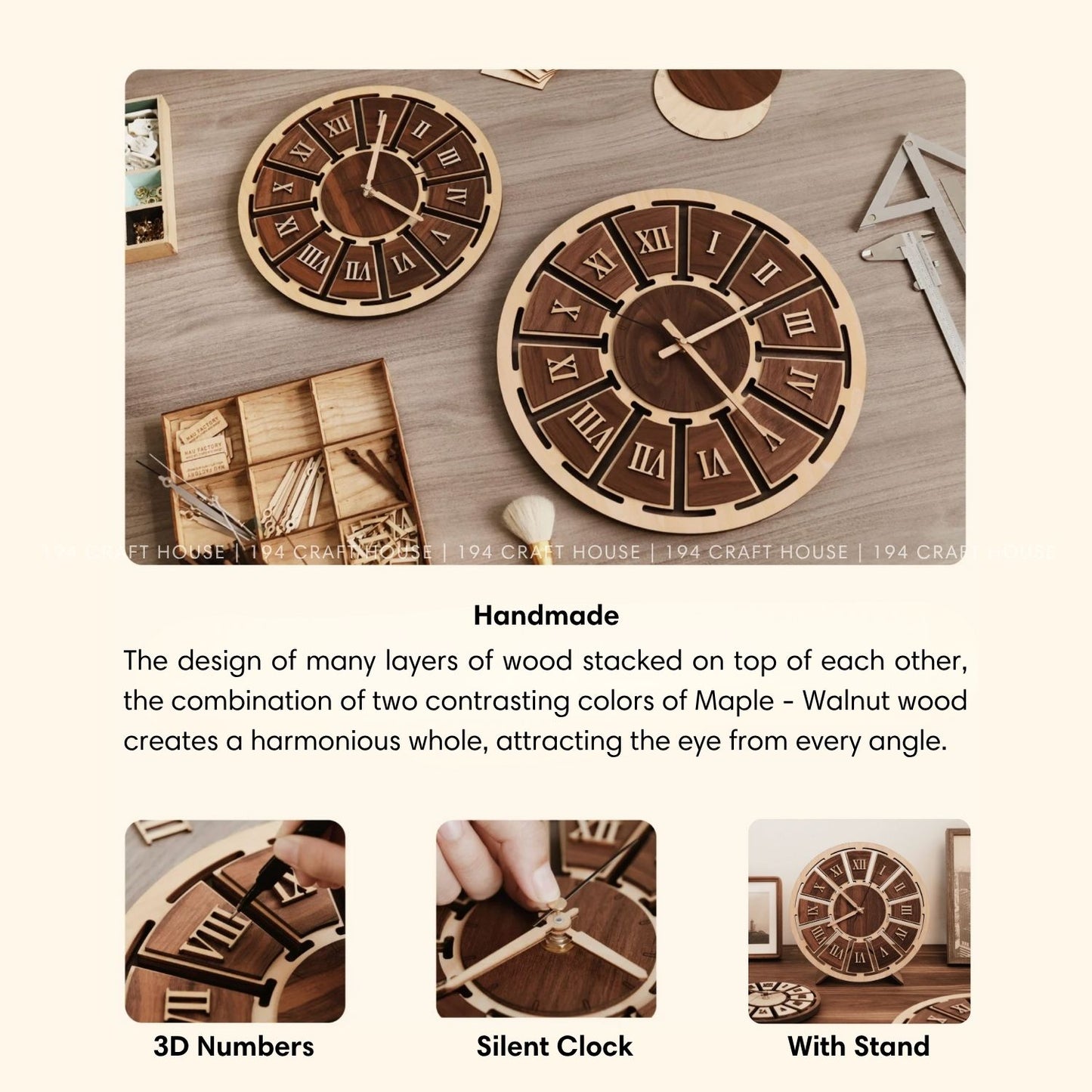 Wooden Large Wall Clock Personalized