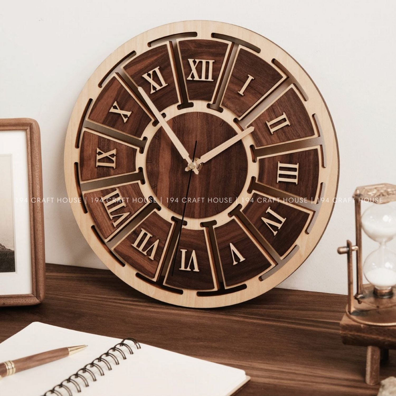 Wooden Desk Clock Personalized