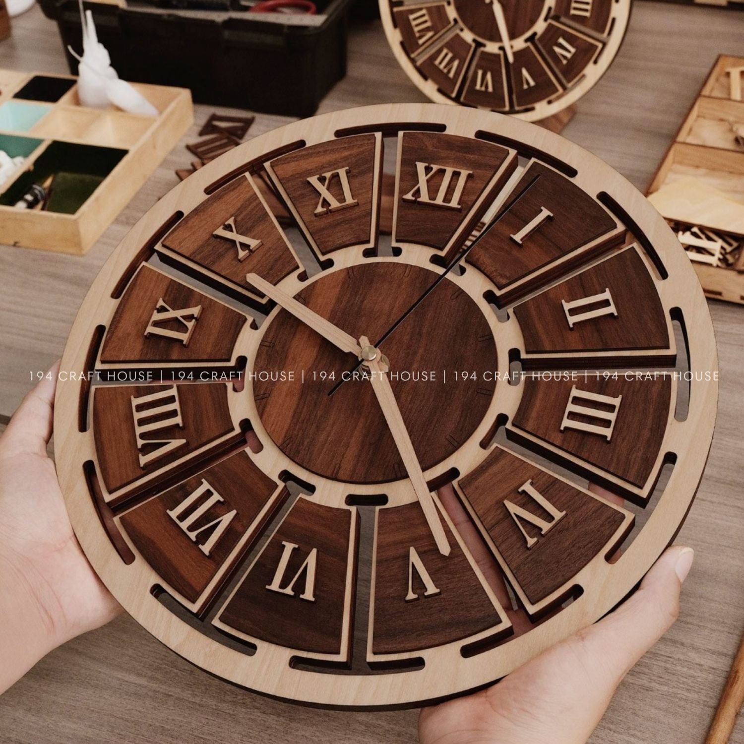 Wooden Desk Clock Personalized