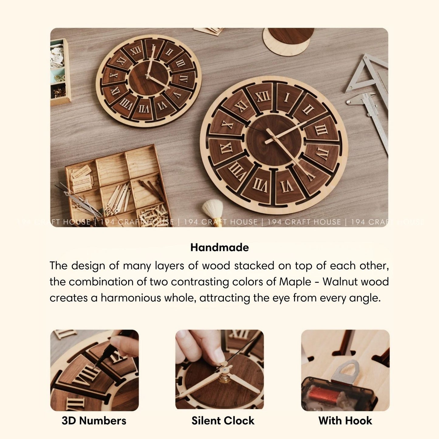 Wooden Large Wall Clock Personalized