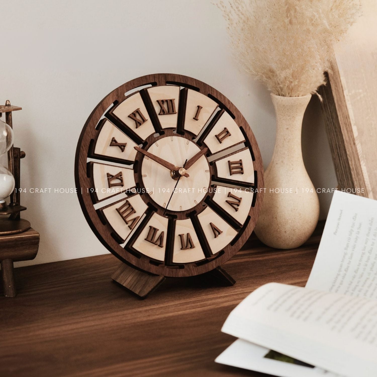 Wooden Desk Clock Personalized