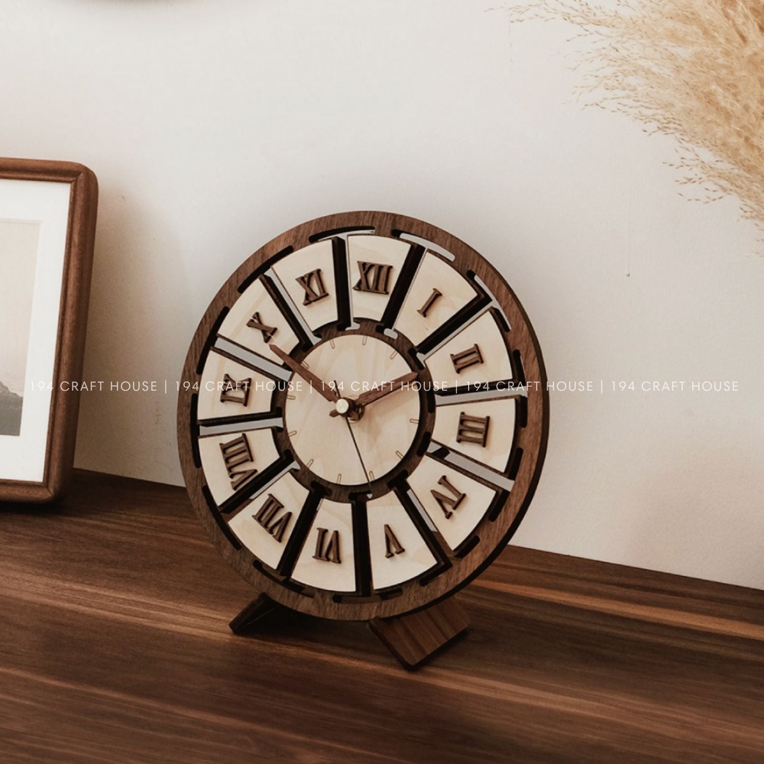 Wooden Desk Clock Personalized