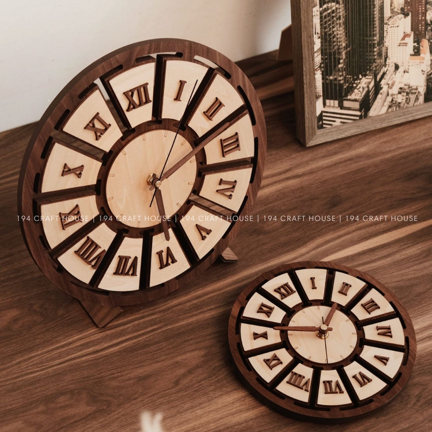 Wooden Desk Clock Personalized