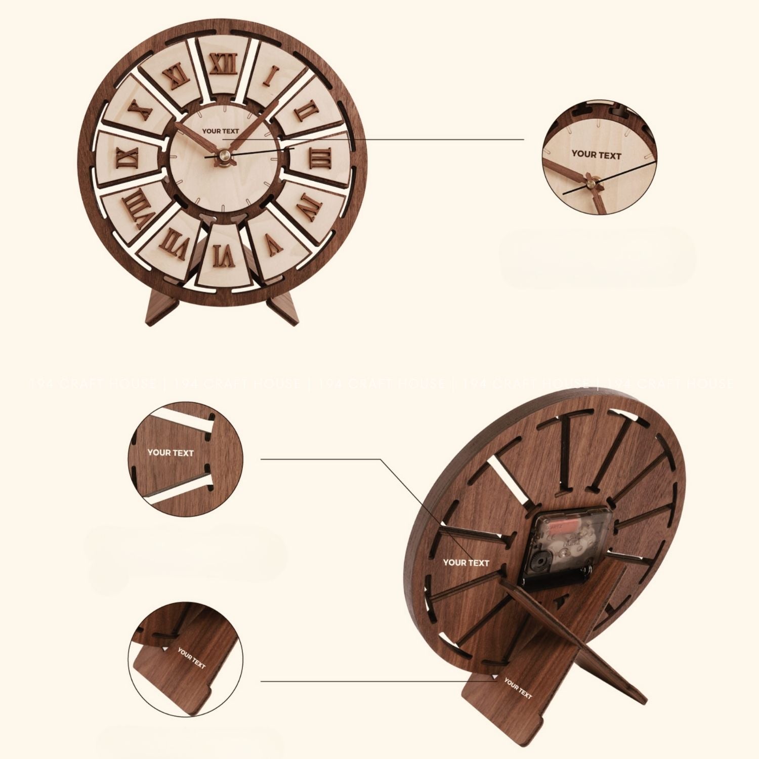 Wooden Desk Clock Personalized