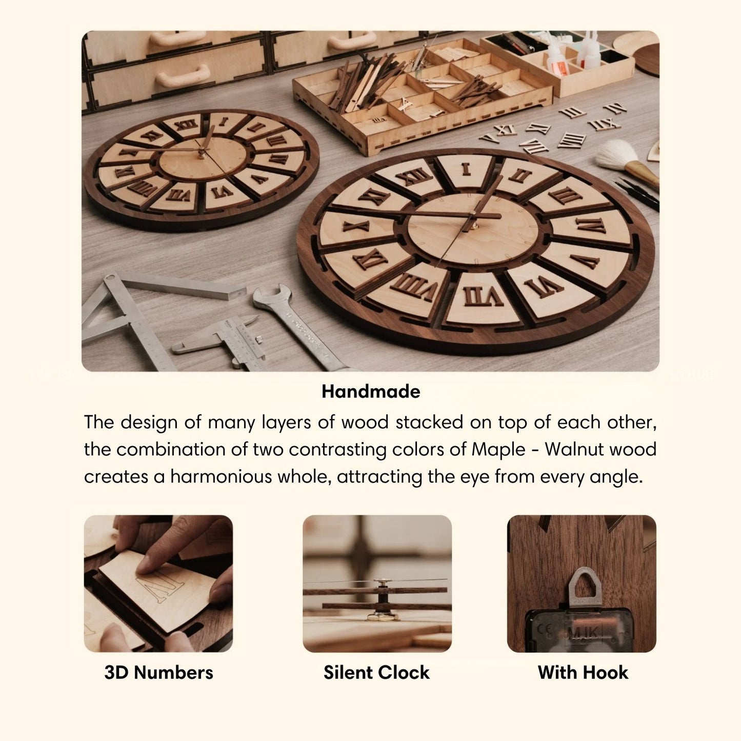 Wooden Large Wall Clock Personalized