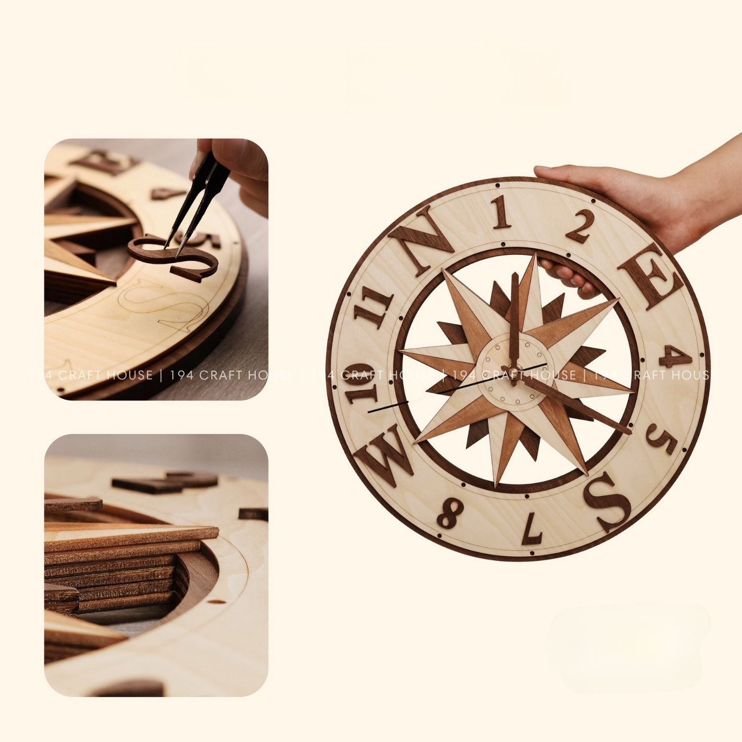 Wooden Large Wall Clock Personalized