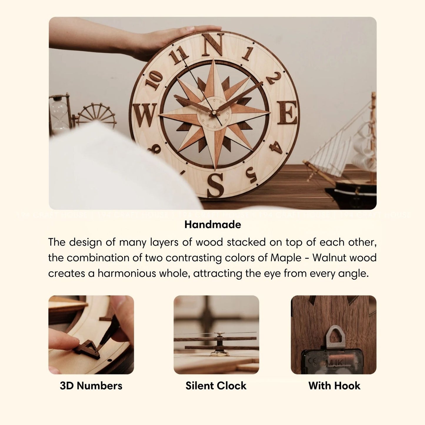 Wooden Large Wall Clock Personalized