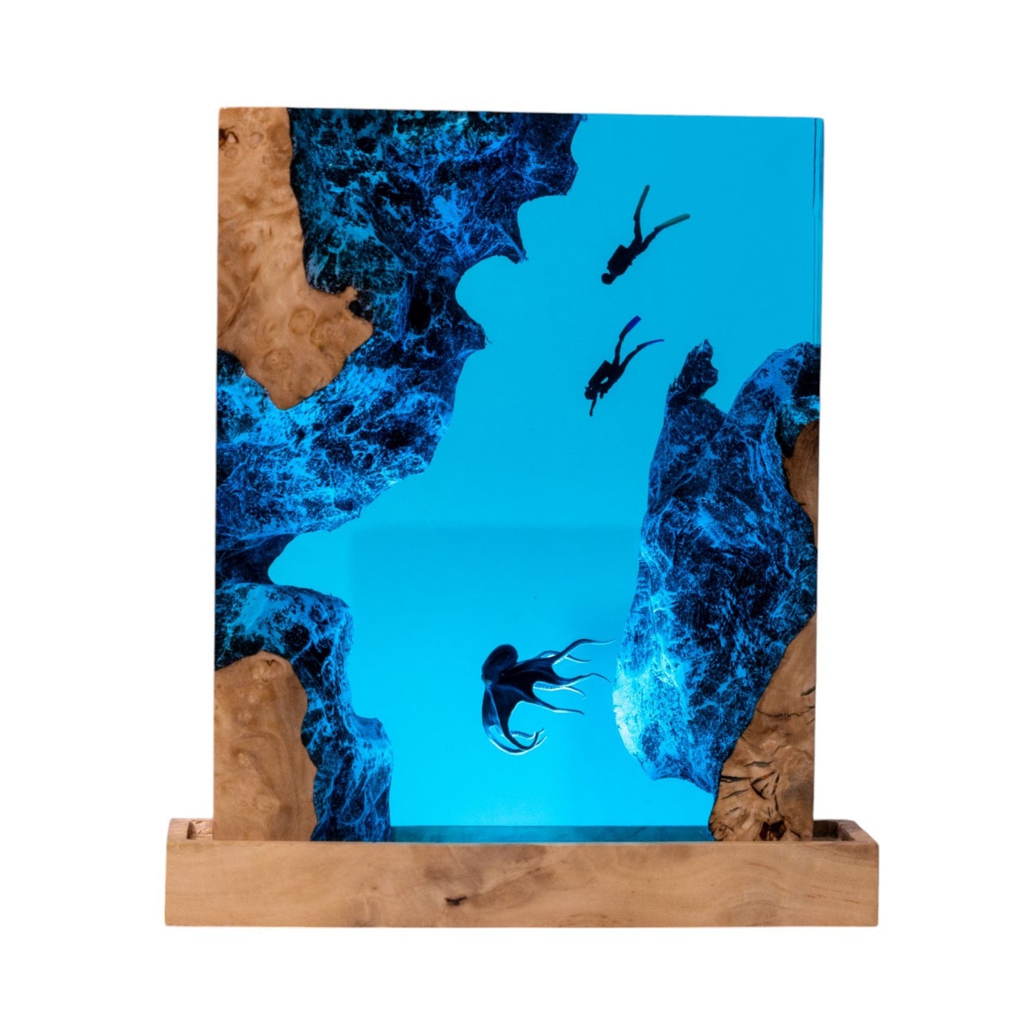 Octopus and Scuba Diver Ocean Resin Night Light: Resin Lamp Streamer & Playroom Decor, Personalized Gift