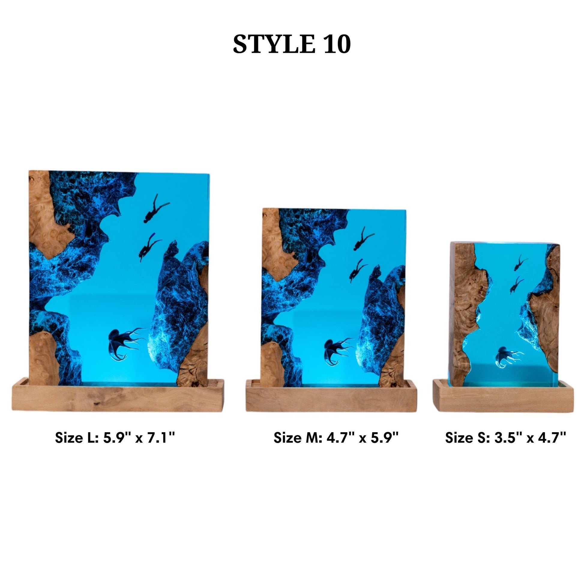 Octopus and Scuba Diver Ocean Resin Night Light: Resin Lamp Streamer & Playroom Decor, Personalized Gift