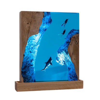 Shark Ocean Resin Night Light: Resin Lamp Streamer & Playroom Decor, Personalized Gift