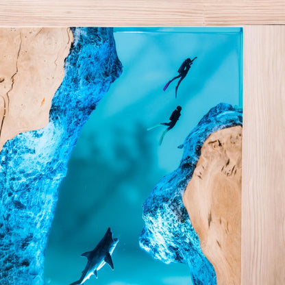 Shark Ocean Resin Night Light: Resin Lamp Streamer & Playroom Decor, Personalized Gift