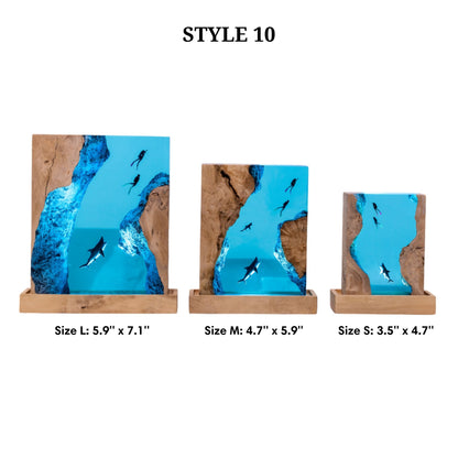 Shark Ocean Resin Night Light: Resin Lamp Streamer & Playroom Decor, Personalized Gift