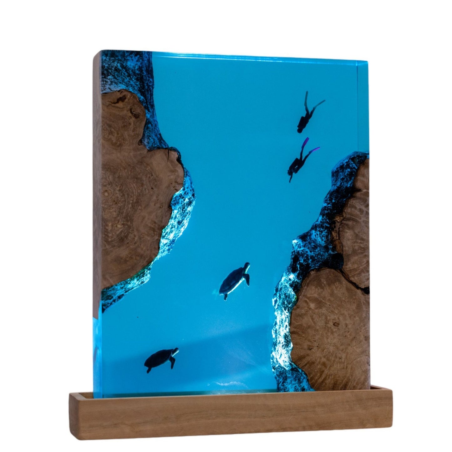 Turtle and Scuba Diver Ocean Resin Night Light: Resin Lamp Streamer & Playroom Decor, Personalized Gift