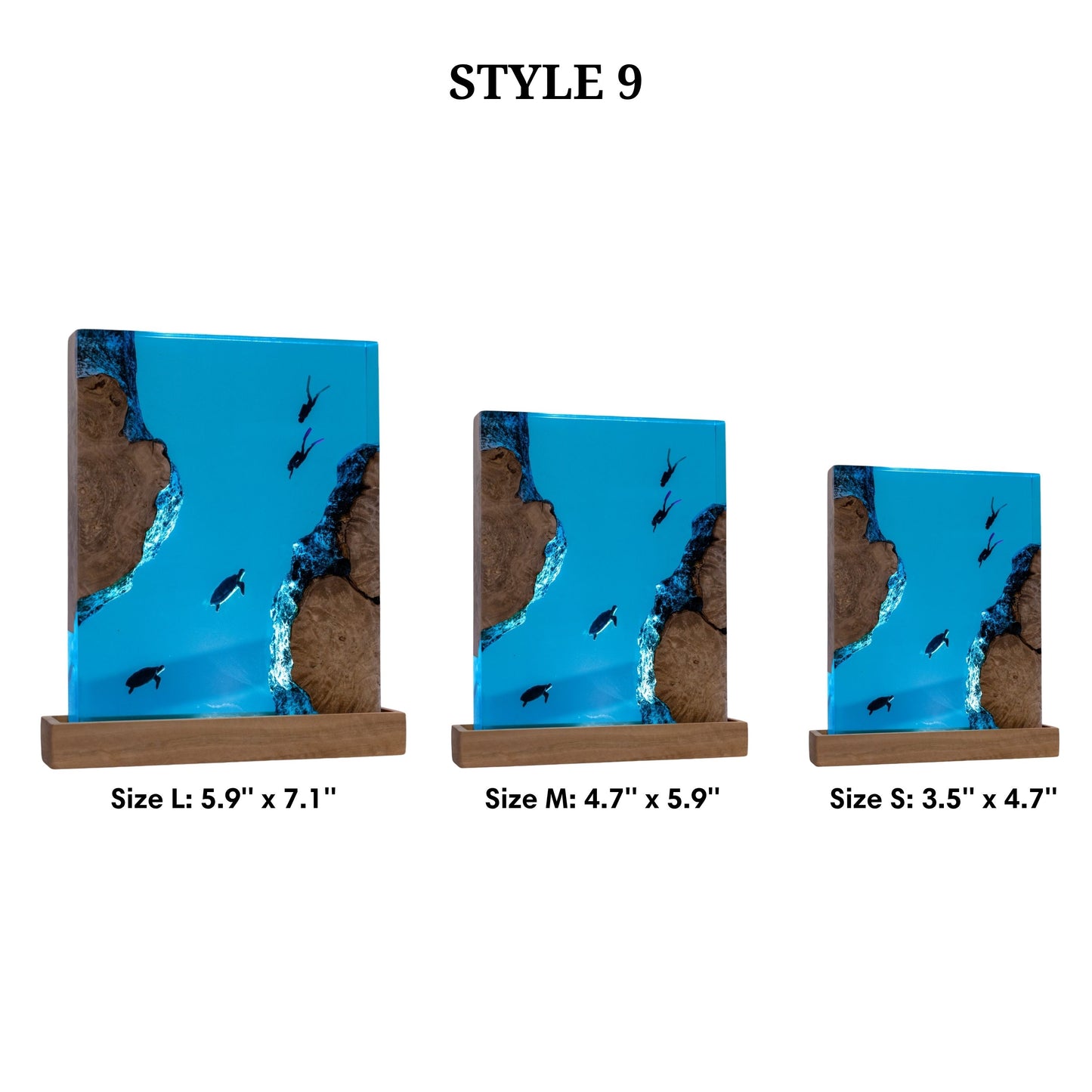 Turtle and Scuba Diver Ocean Resin Night Light: Resin Lamp Streamer & Playroom Decor, Personalized Gift