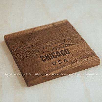 Cool Coffee Engraved Walnut Wood Coasters - Fall Decor & Gifts