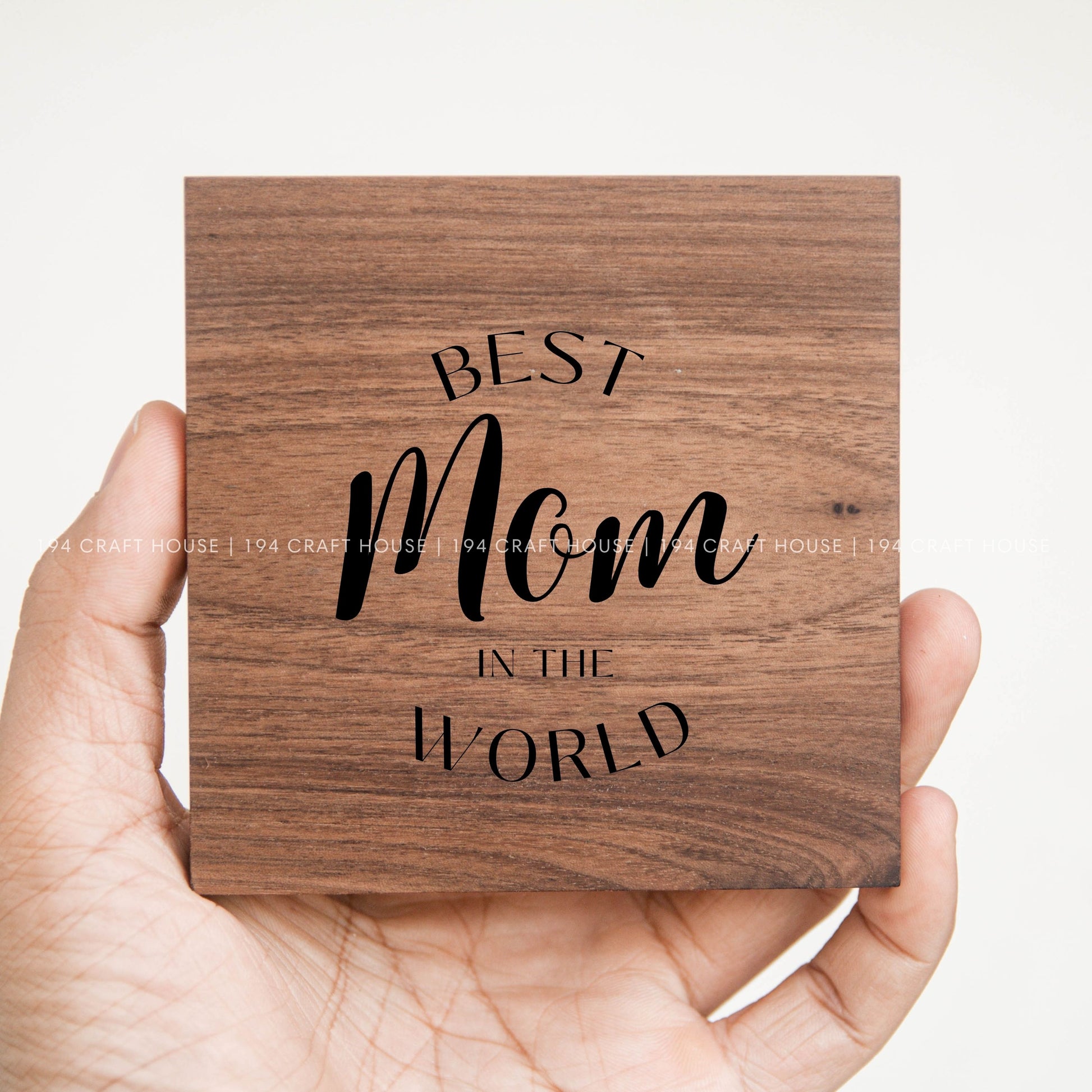 Custom Engraved Walnut Wood Coaster: Personalized Mother's Day Gift for Mom