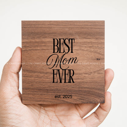 Custom Engraved Walnut Wood Coaster: Personalized Mother's Day Gift for Mom