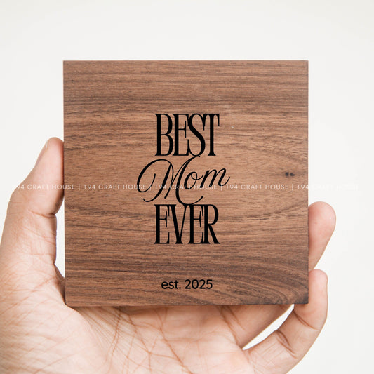 Custom Engraved Walnut Wood Coaster: Personalized Mother's Day Gift for Mom