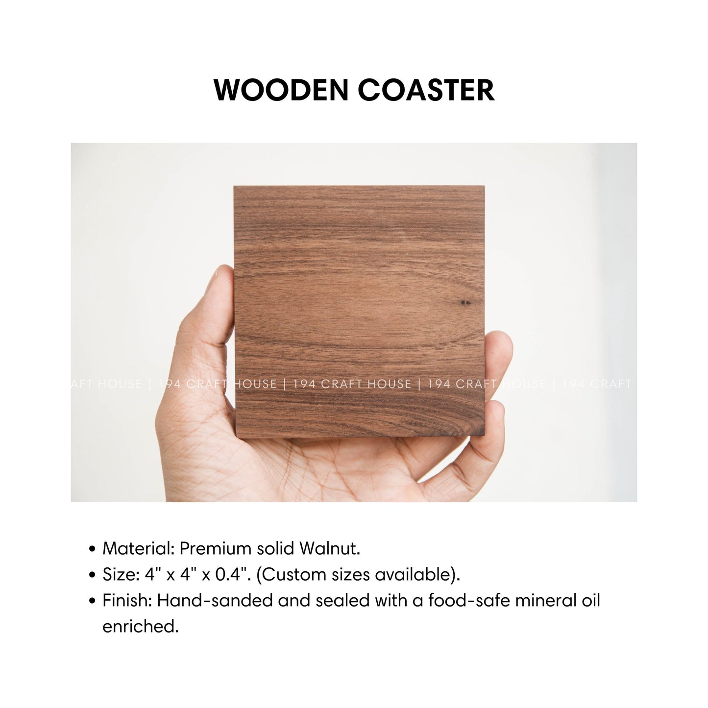Personalized Square Walnut Wooden Coasters