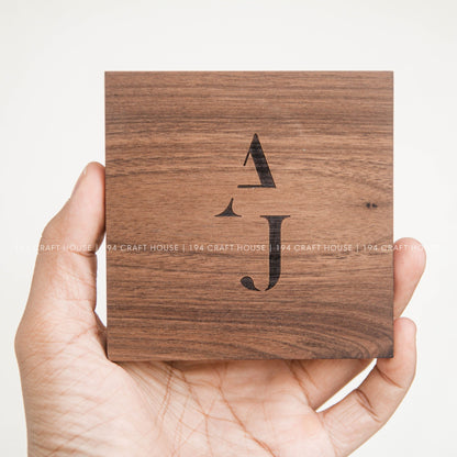 Personalized Square Walnut Wooden Coasters