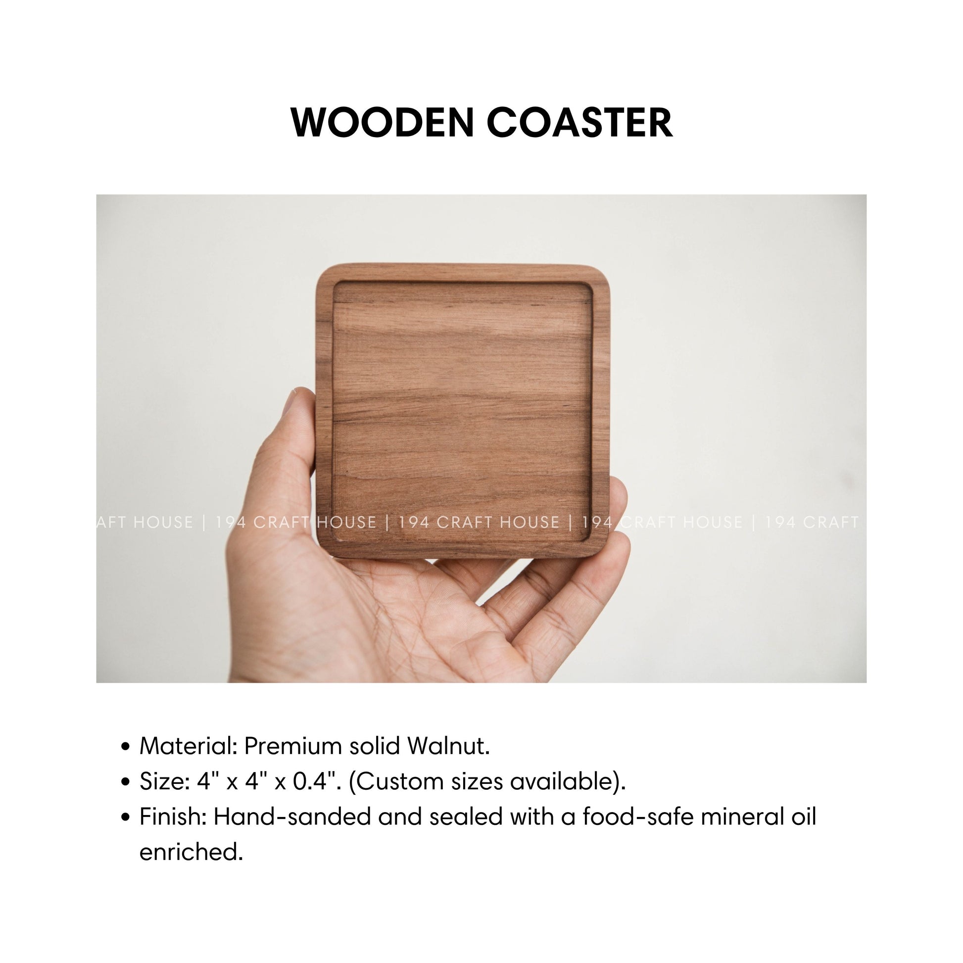 Personalized Square Walnut Wooden Coasters
