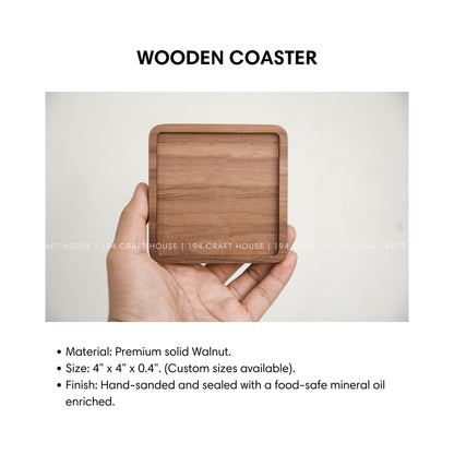 Personalized Square Walnut Wooden Coasters