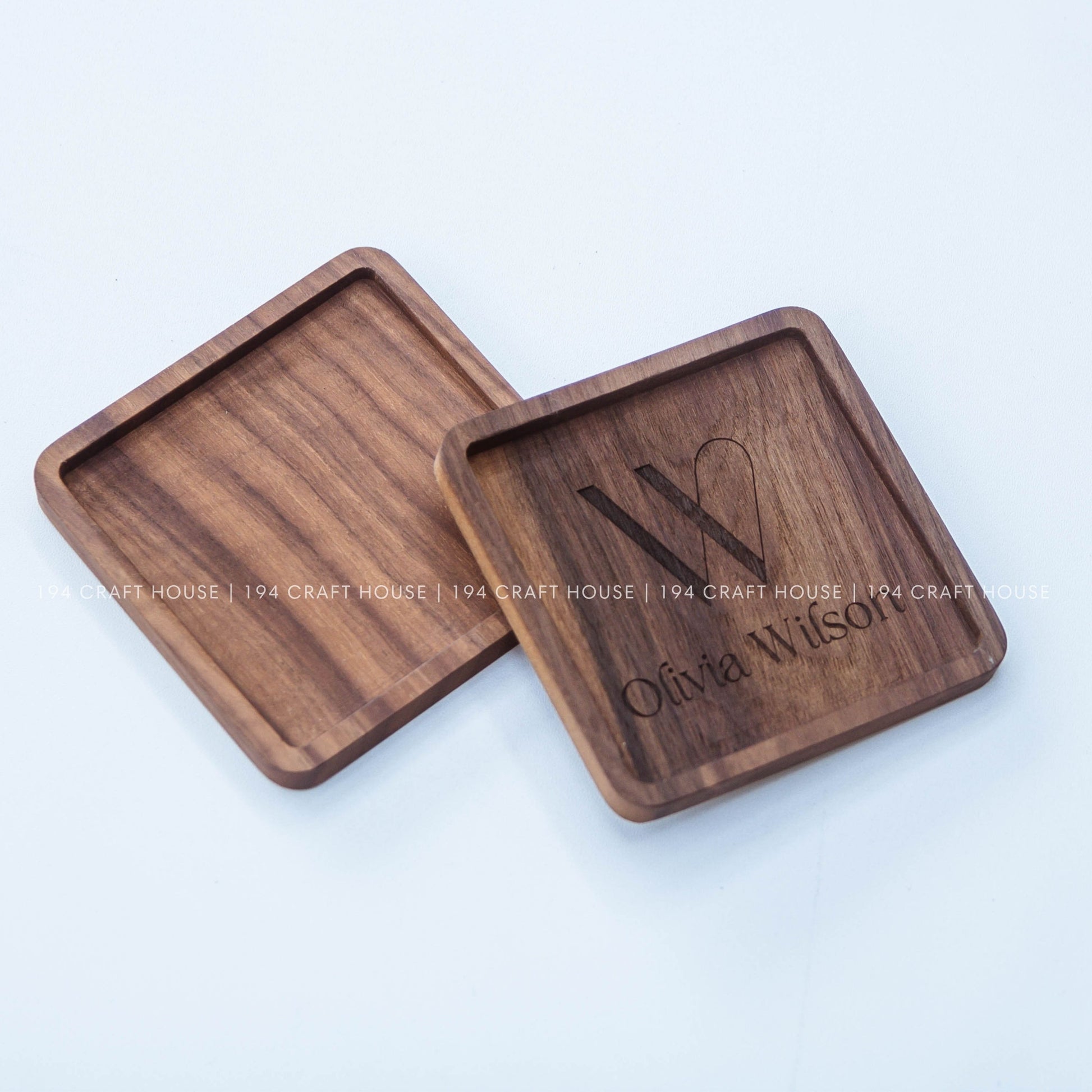 Personalized Square Walnut Wooden Coasters