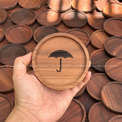 Personalized Circle Walnut Wooden Coasters