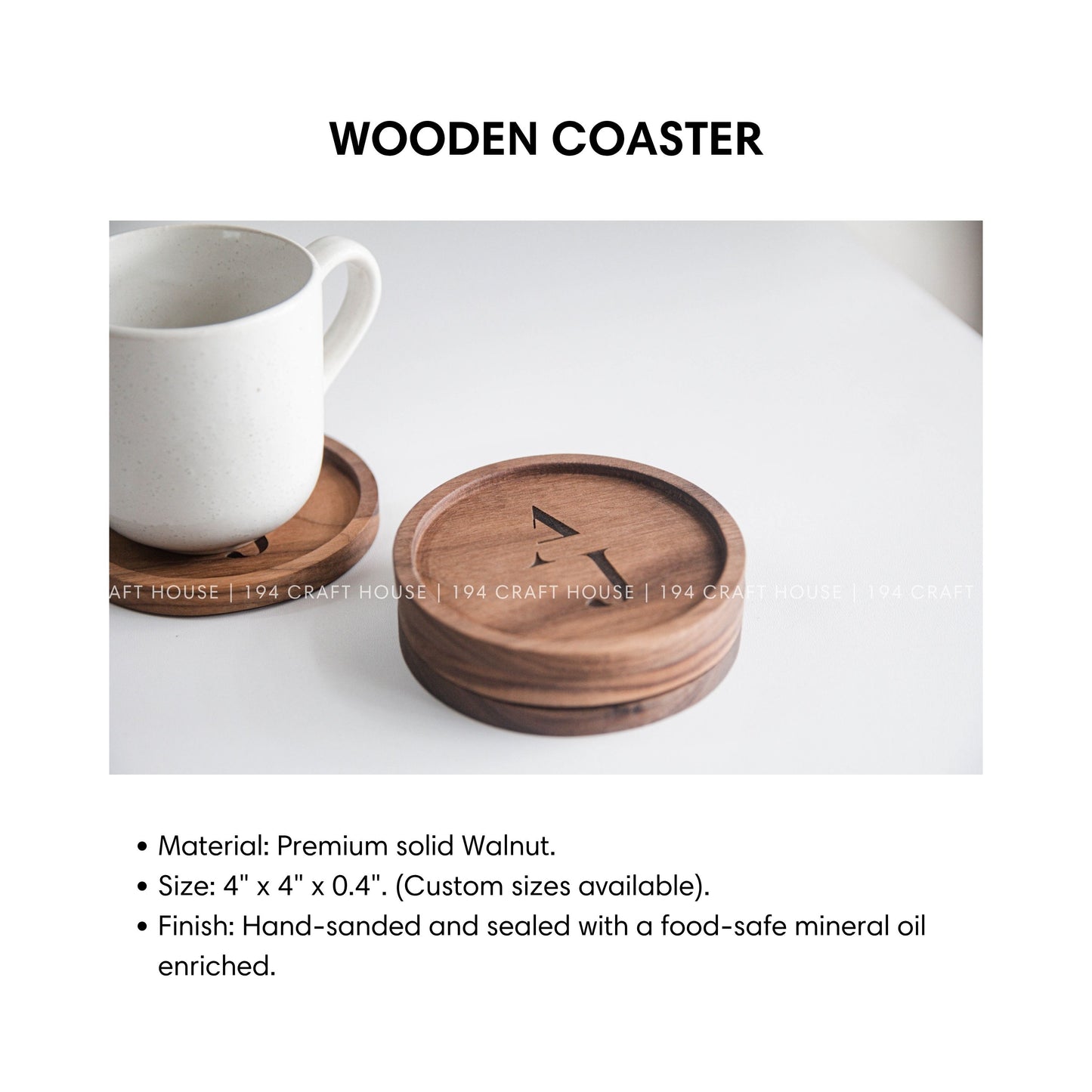 Personalized Circle Walnut Wooden Coasters