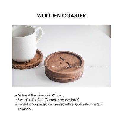 Personalized Circle Walnut Wooden Coasters