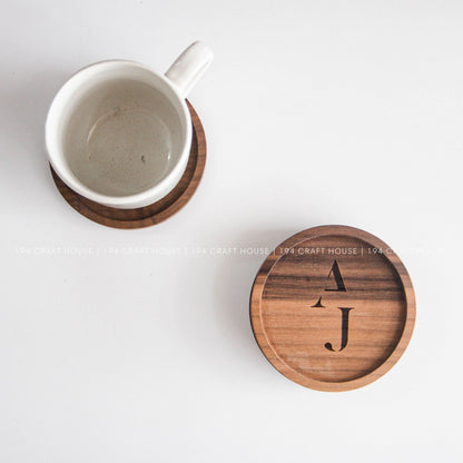 Personalized Circle Walnut Wooden Coasters