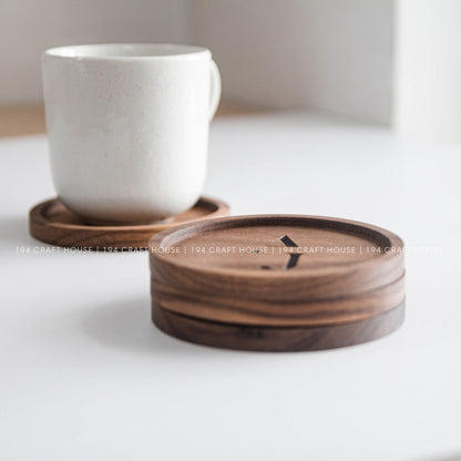 Personalized Circle Walnut Wooden Coasters