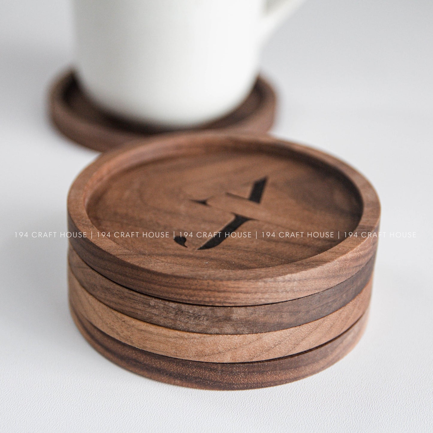 Personalized Circle Walnut Wooden Coasters