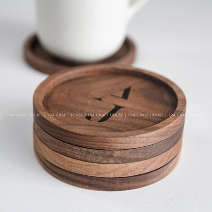Personalized Circle Walnut Wooden Coasters