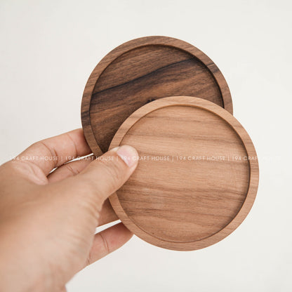 Personalized Circle Walnut Wooden Coasters