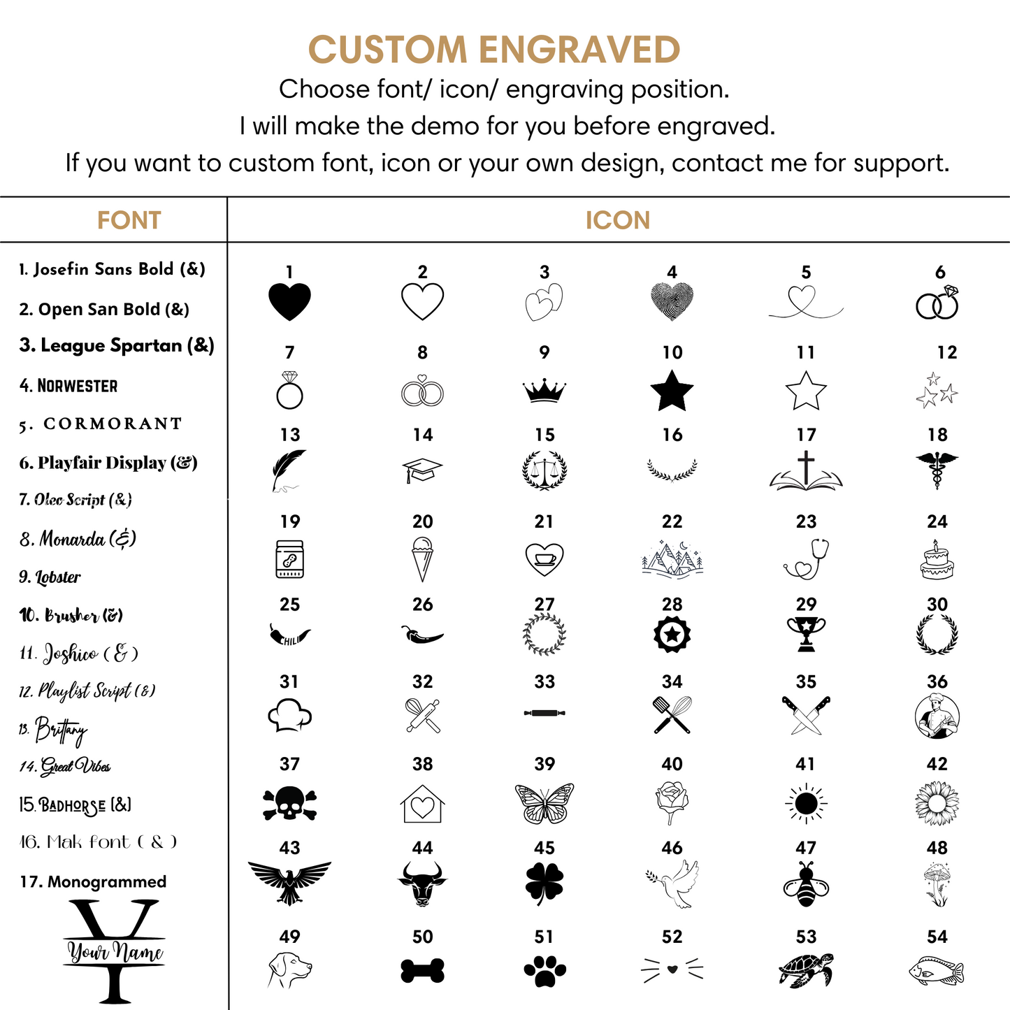 Custom Engraved Font and Icon