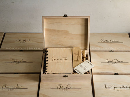 Custom Engraved Maple Pen Set and Notebook Wood Gift Box - Personalized Corporate Gift for Cisco (DCICI)